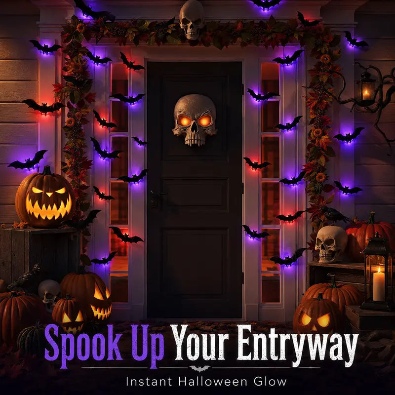 🔥 2026 3D LED Bat Wall Decorations – 12/24PCS Light-Up Halloween Decor for Walls, Windows & Parties