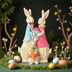 🐰 Easter Bunny Family Figurines – Rustic Resin Spring Decor 🥕✨