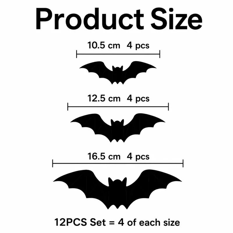 🔥 2026 3D LED Bat Wall Decorations – 12/24PCS Light-Up Halloween Decor for Walls, Windows & Parties