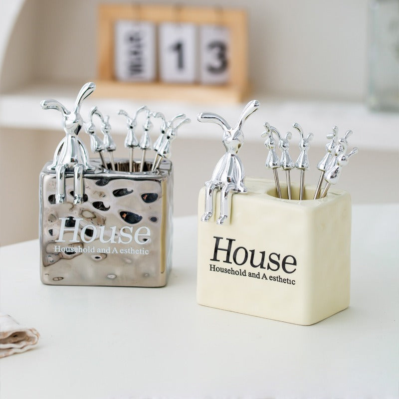 Creative Water Ripple Rabbit Fruit Fork Set