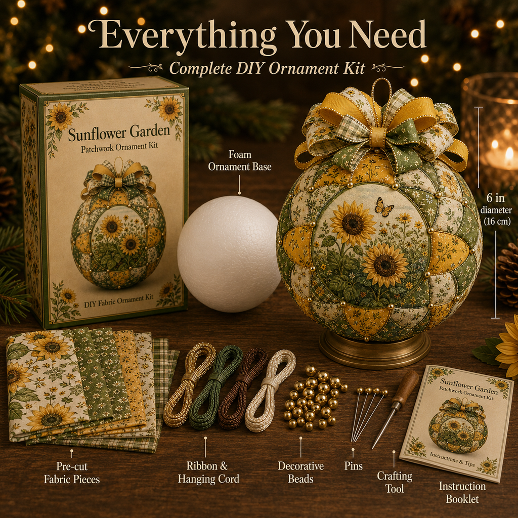 🌿 Garden & Birds Patchwork Ornament DIY Kit