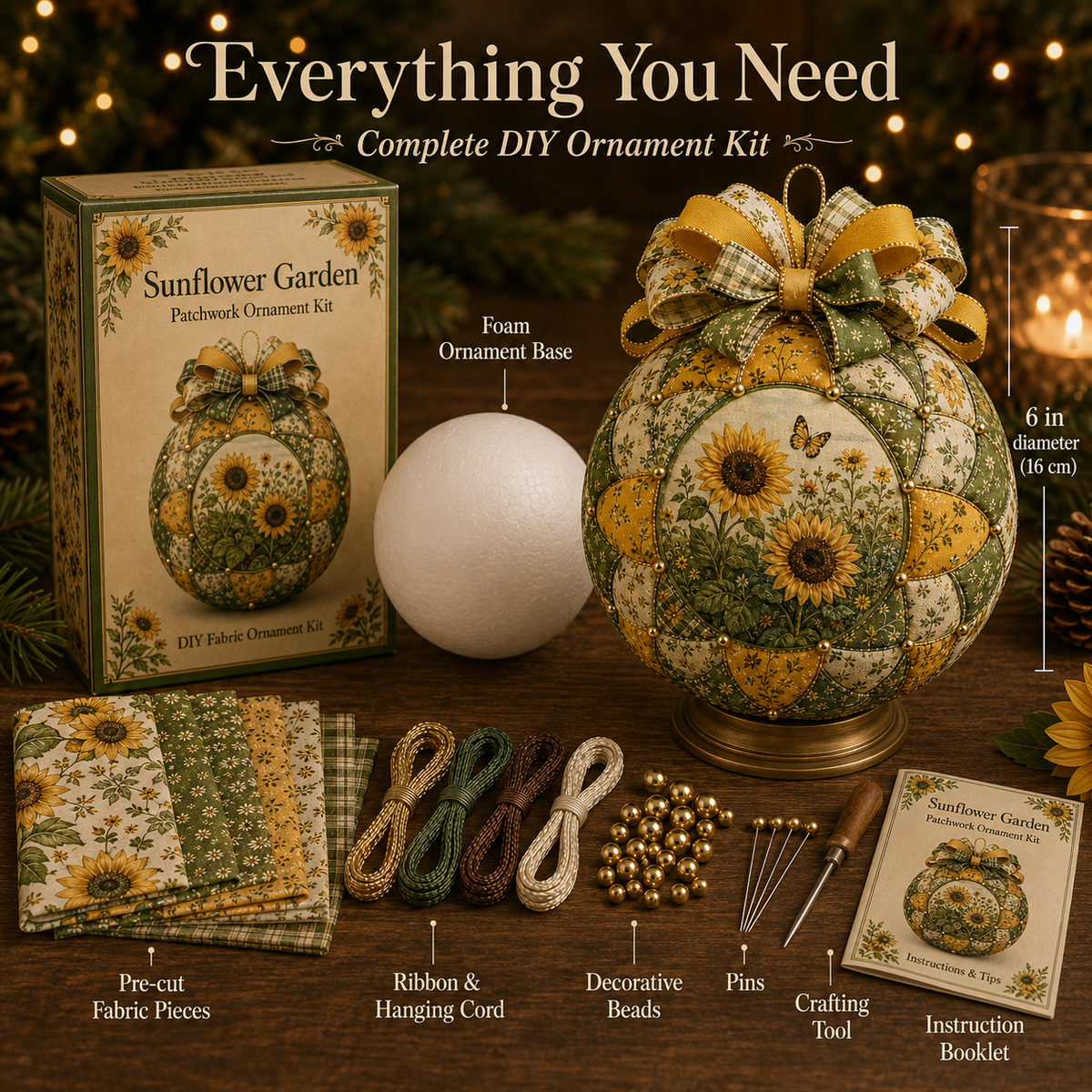 🌿 Garden & Birds Patchwork Ornament DIY Kit