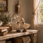 Rustic Farmhouse Goose Figurines Set of 2
