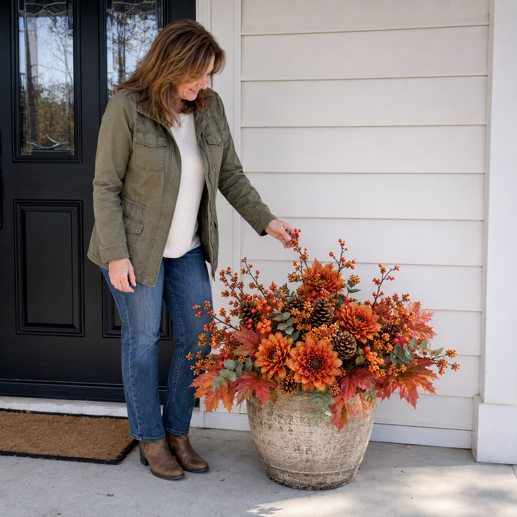 Autumn Harvest Planter Inserts – Set of 6 Realistic Fall Floral Picks