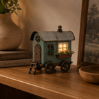 The Wandering Cottage – Lighted Solid Wood Vintage Traveling Cottage Decor