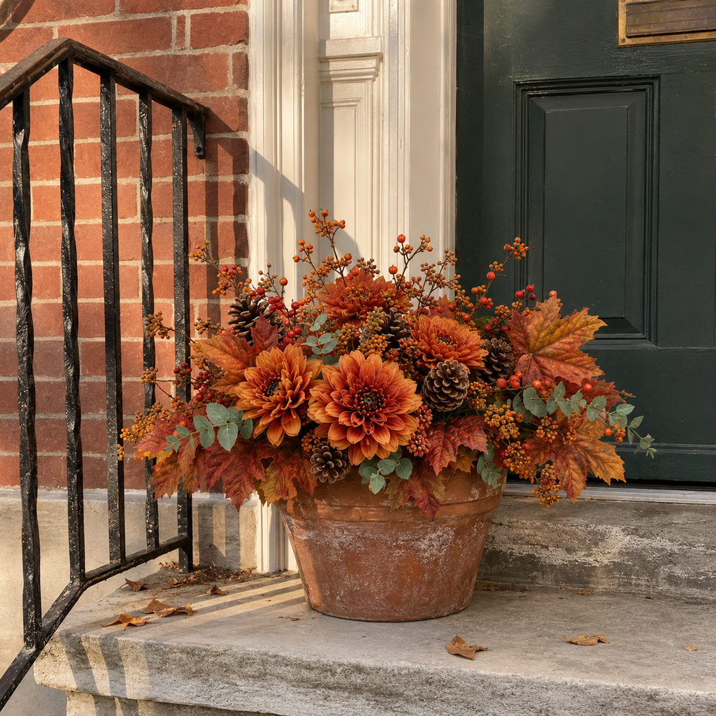 Autumn Harvest Planter Inserts – Set of 6 Realistic Fall Floral Picks