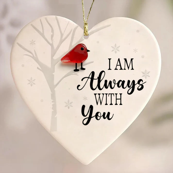 I Am Always With You Red Bird Memorial Sea Glass Ornament
