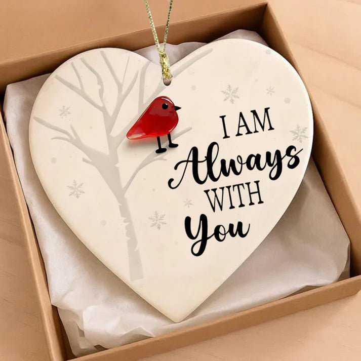 I Am Always With You Red Bird Memorial Sea Glass Ornament