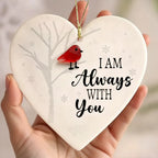 I Am Always With You Red Bird Memorial Sea Glass Ornament