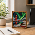 ✨ Aurora Lighthouse DIY Pearl Painting – Sparkling Winter Landscape Decor
