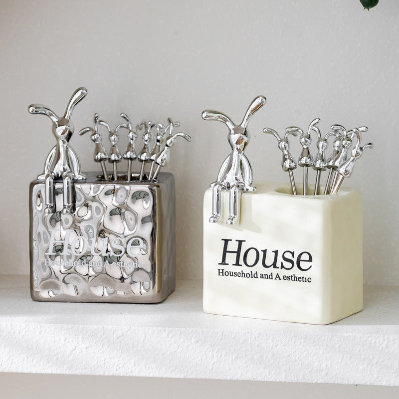 Creative Water Ripple Rabbit Fruit Fork Set