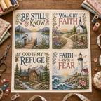 ✝️🧵 Vintage Faith & Cottage DIY Fabric Patch Panel
