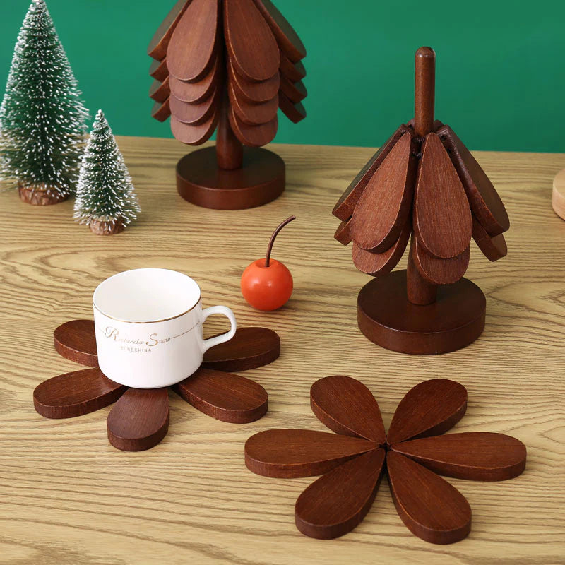 Christmas Tree-Shaped Trivet & Coaster Set