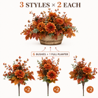 Autumn Harvest Planter Inserts – Set of 6 Realistic Fall Floral Picks