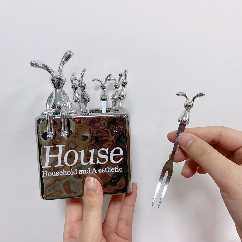 Creative Water Ripple Rabbit Fruit Fork Set