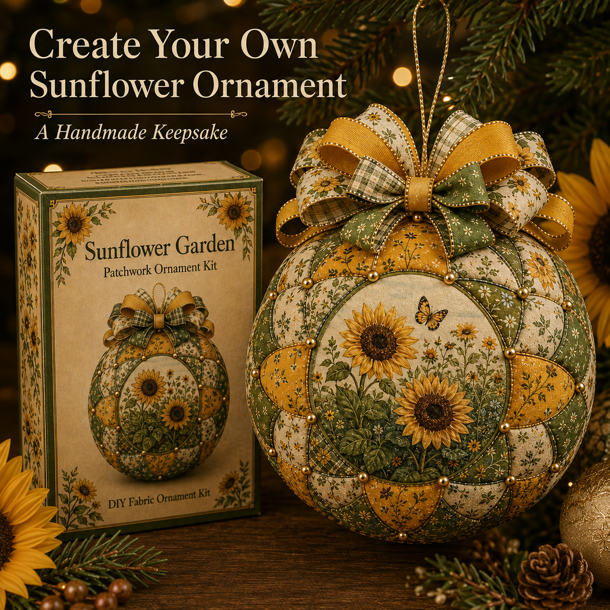 🌿 Garden & Birds Patchwork Ornament DIY Kit