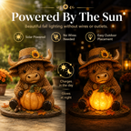 Solar Highland Cow Pumpkin Light
