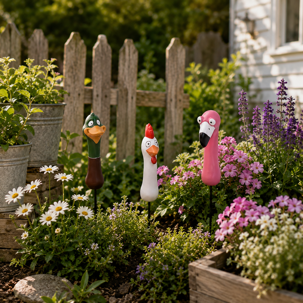 🌿 Funny Peeking Bird Garden Stakes – 3-Piece Whimsical Yard Decor