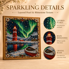 ✨ Aurora Lighthouse DIY Pearl Painting – Sparkling Winter Landscape Decor