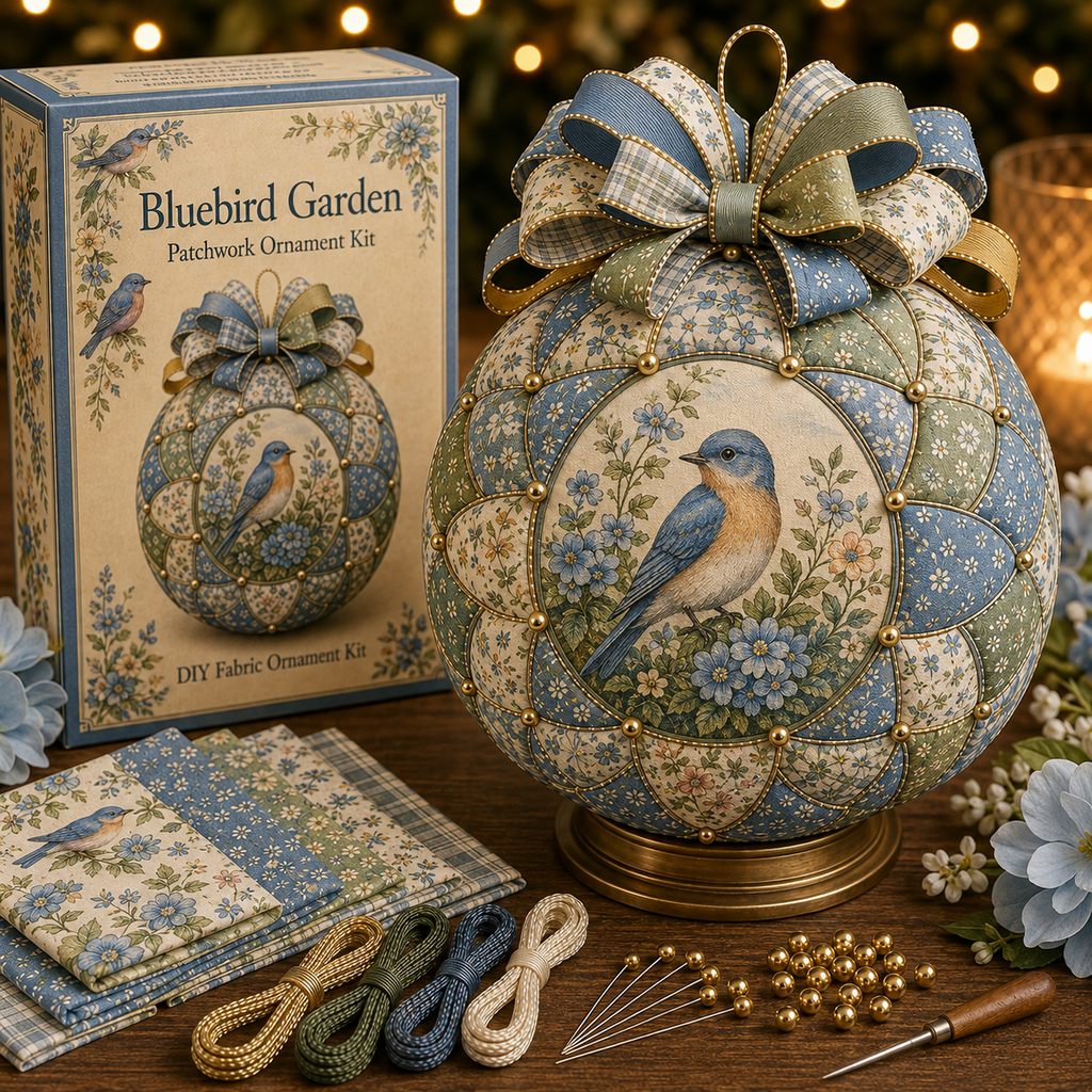 🌿 Garden & Birds Patchwork Ornament DIY Kit