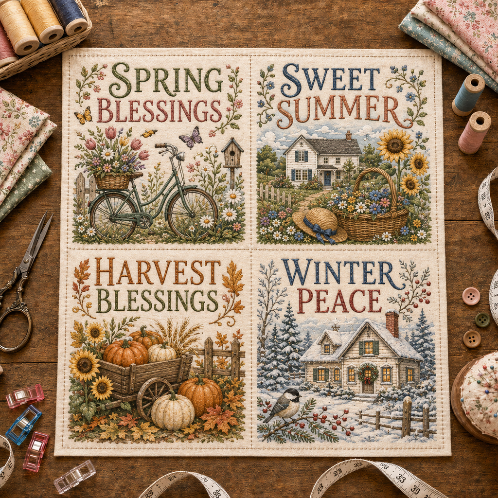 ✝️🧵 Vintage Faith & Cottage DIY Fabric Patch Panel