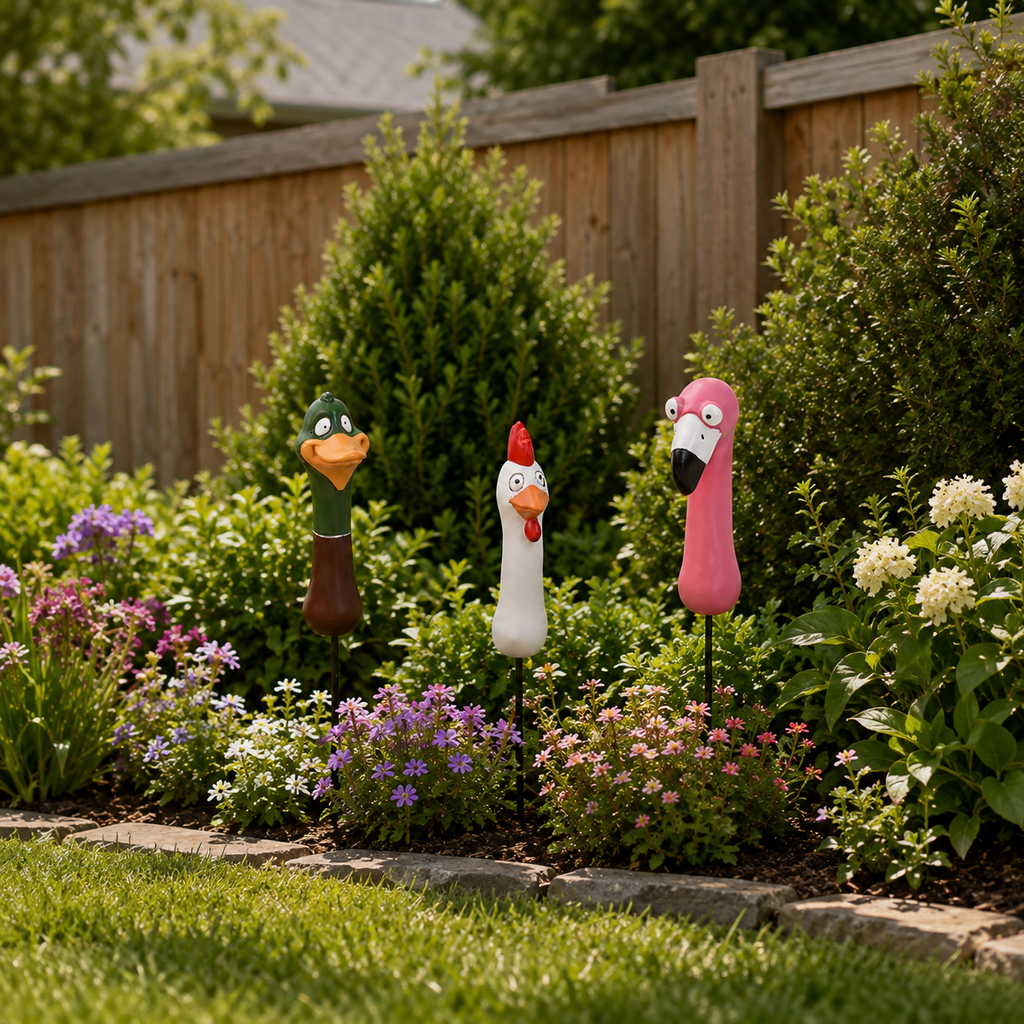 🌿 Funny Peeking Bird Garden Stakes – 3-Piece Whimsical Yard Decor