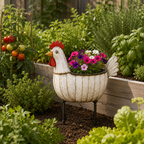 Rustic Hen Garden Stake Planter