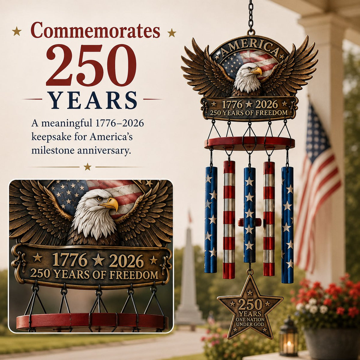 250 Years of Freedom Commemorate Wind Chime