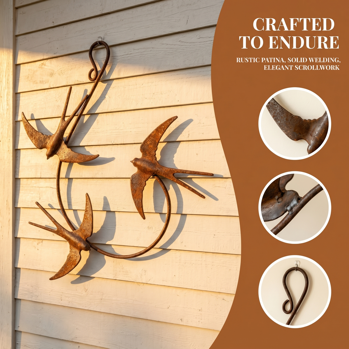 Rustic Metal Swallow Wall Art for Indoor & Outdoor Decor