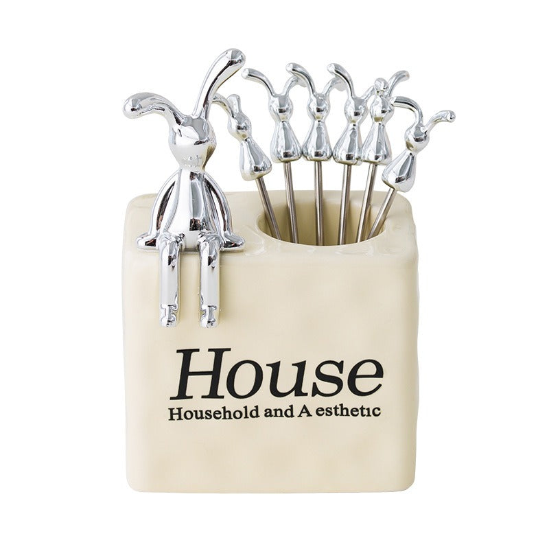 Creative Water Ripple Rabbit Fruit Fork Set