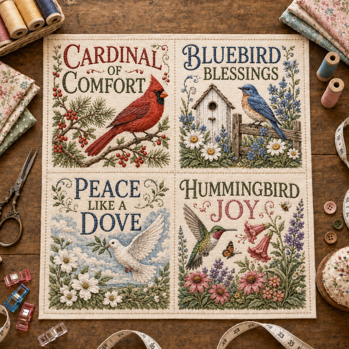 ✝️🧵 Vintage Faith & Cottage DIY Fabric Patch Panel