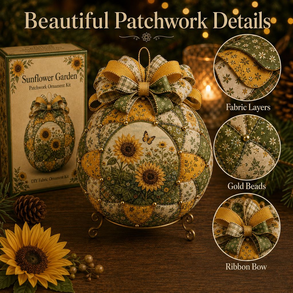 🌿 Garden & Birds Patchwork Ornament DIY Kit