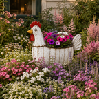 Rustic Hen Garden Stake Planter