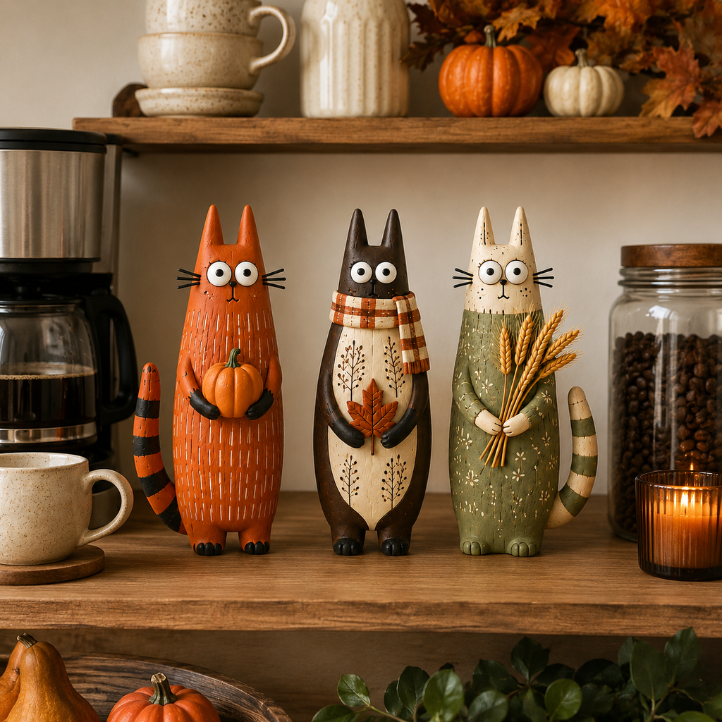 Buy More Save More--Autumn Whimsical Harvest Cat Figurine