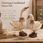 Rustic Farmhouse Goose Figurines Set of 2
