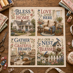 ✝️🧵 Vintage Faith & Cottage DIY Fabric Patch Panel