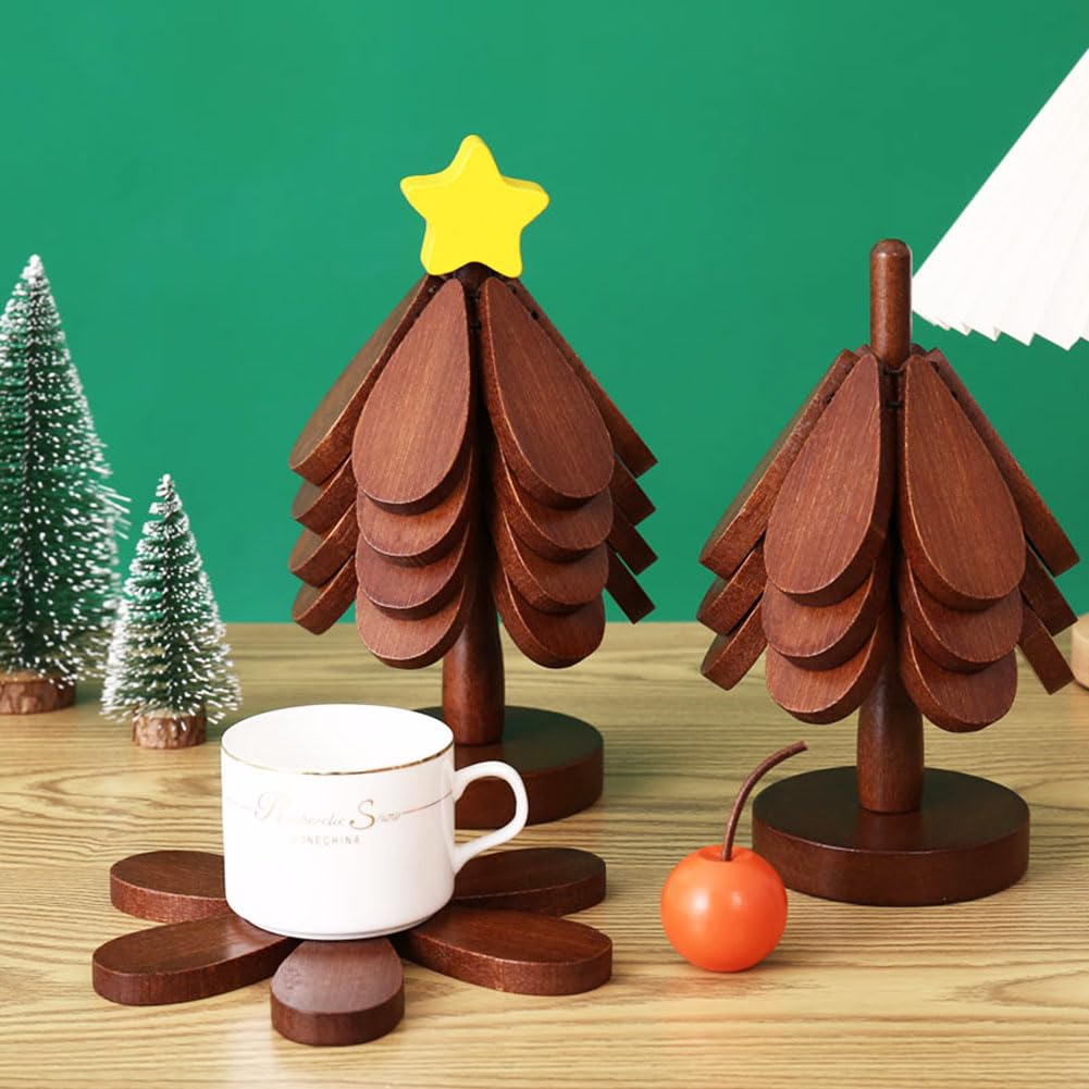 Christmas Tree-Shaped Trivet & Coaster Set