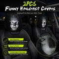 😆 Funny Cartoon Car Headrest Covers – 2PCS Universal Fit 🚗