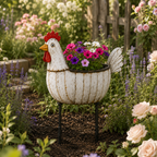 Rustic Hen Garden Stake Planter