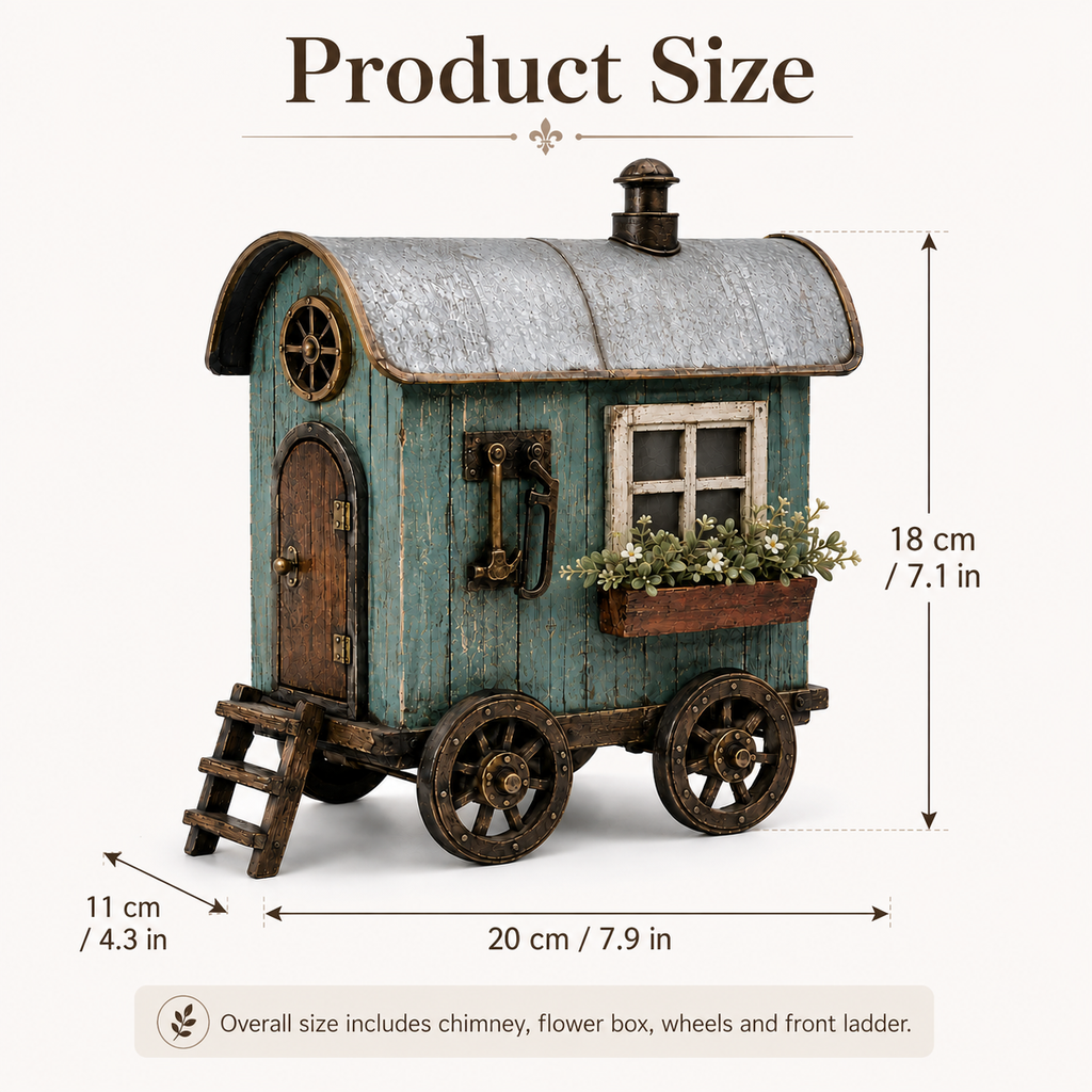 The Wandering Cottage – Lighted Solid Wood Vintage Traveling Cottage Decor