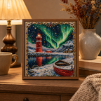 ✨ Aurora Lighthouse DIY Pearl Painting – Sparkling Winter Landscape Decor