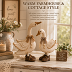 Rustic Farmhouse Goose Figurines Set of 2