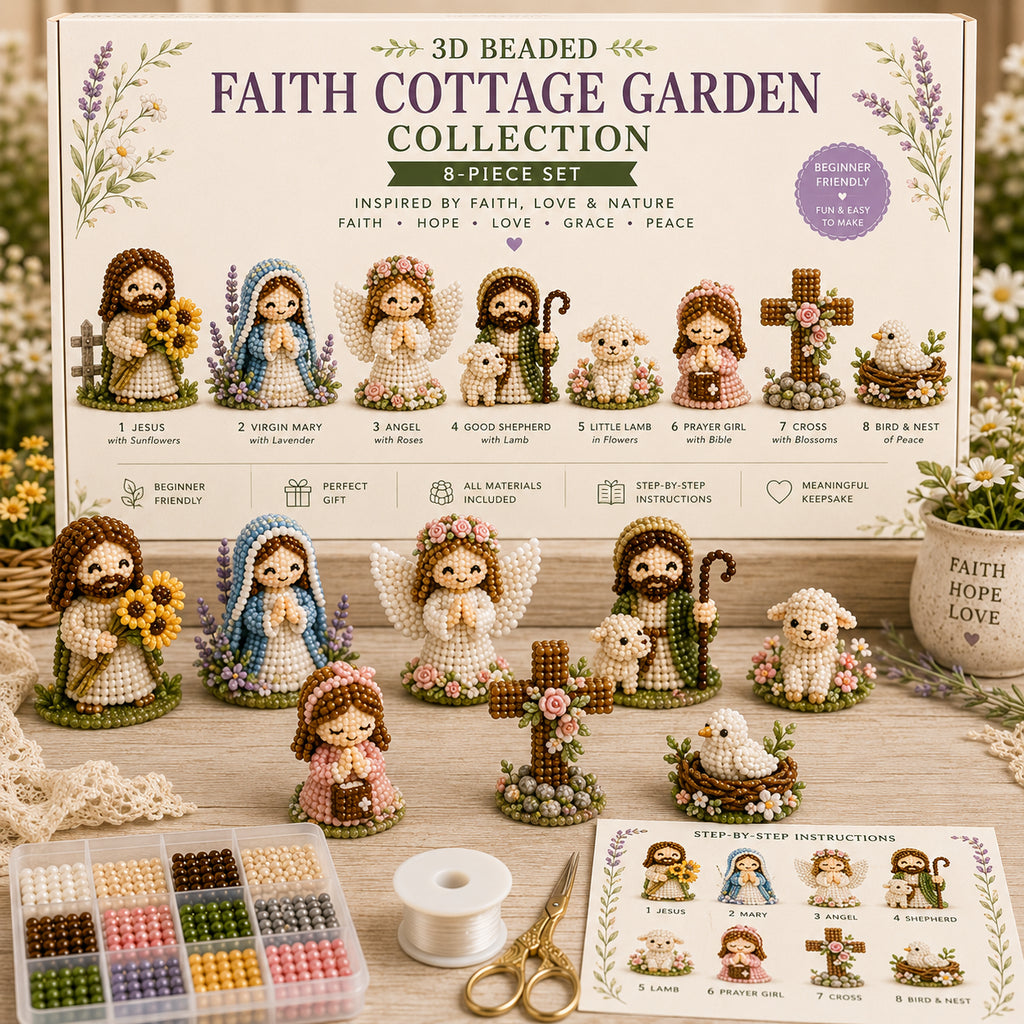 3D Beaded Nativity Collection DIY Kit – Handmade Christmas Faith Craft Set (8-Piece Set)