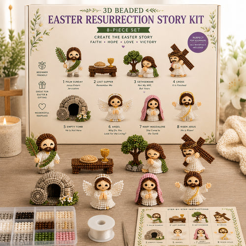 3D Beaded Nativity Collection DIY Kit – Handmade Christmas Faith Craft Set (8-Piece Set)