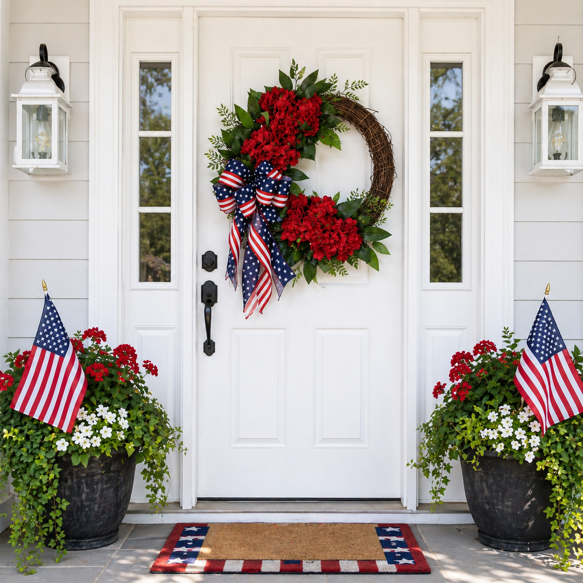 Lighted Artificial Patriotic Wreath