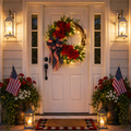 Lighted Artificial Patriotic Wreath