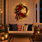 Lighted Artificial Patriotic Wreath