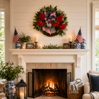 Lighted Artificial Patriotic Wreath