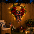 Lighted Artificial Patriotic Wreath