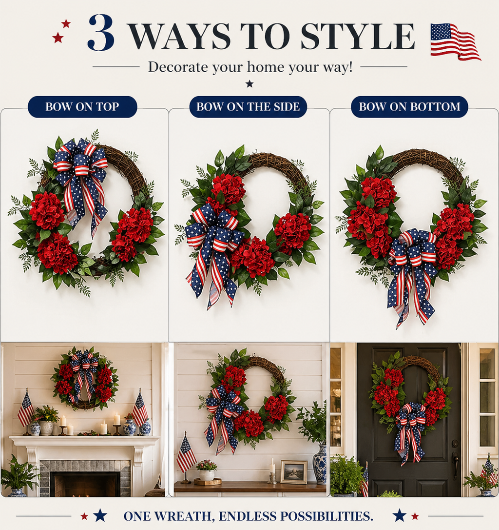 Lighted Artificial Patriotic Wreath
